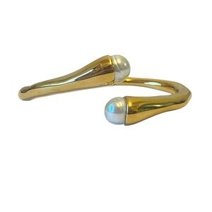 Vidda Baroque Pearl Gold Plated Open Bangle Bracelet Lux